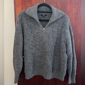 Quince Alpaca/Wool Blend Gray Quarter-Zip Sweater - Small